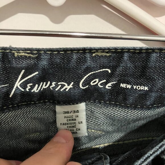 Kenneth Cole Men's Straight Leg Dark Wash Jeans, Blue, Size 36x34 - Picture 4 of 4